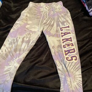 Lakers Kids Tie-Dye Joggers - Purple and Cream